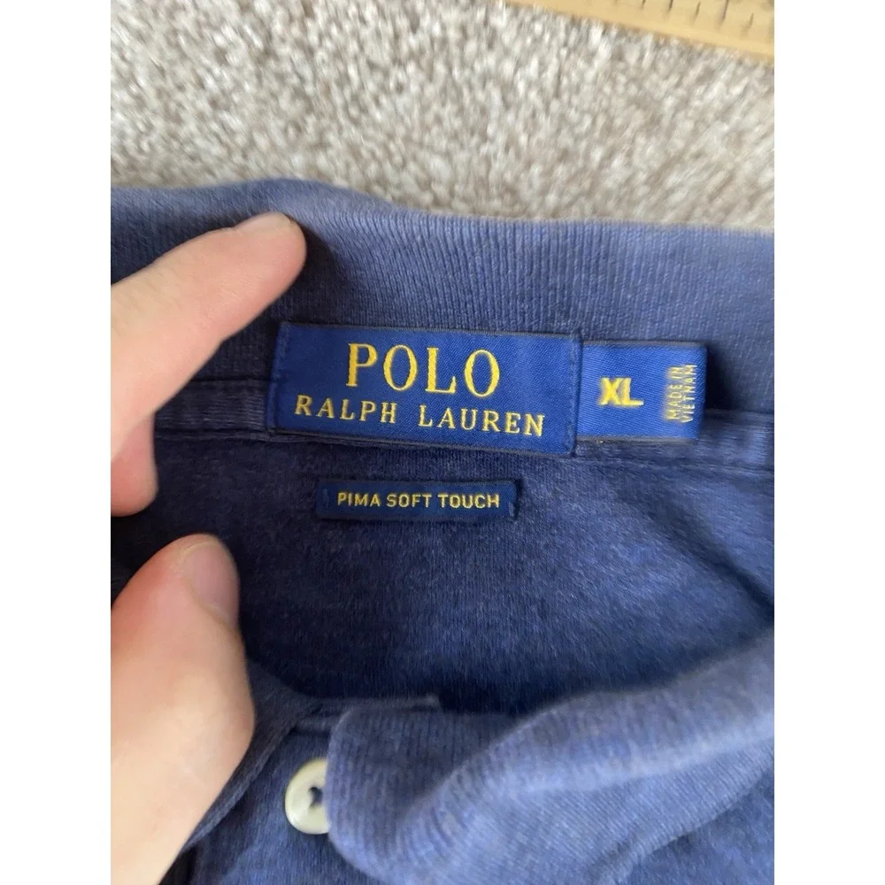 Polo Ralph Lauren Pima Soft Touch Dark Polo Shirt Mens XL Preppy Blue Pony Work